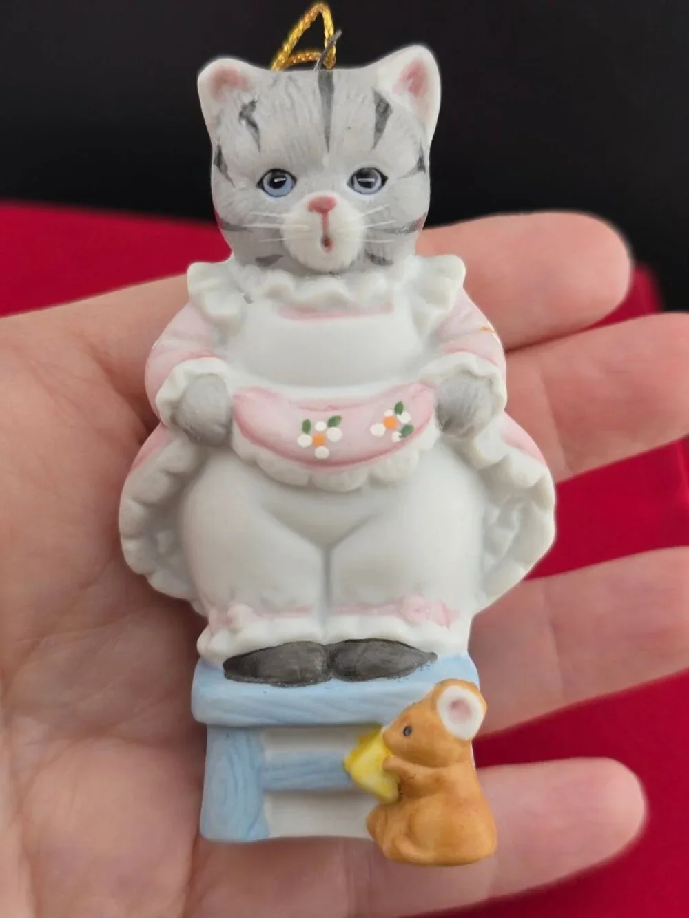 Kitty Cucumber Figurine Set Of 2 - 1988 B. Shackman - Porcelain Cat Ornaments